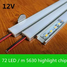 

10-20 sets of 72LED / m 12V hard light bar highlights 5630 chip aluminum profile channel PC cover DHL free shipping