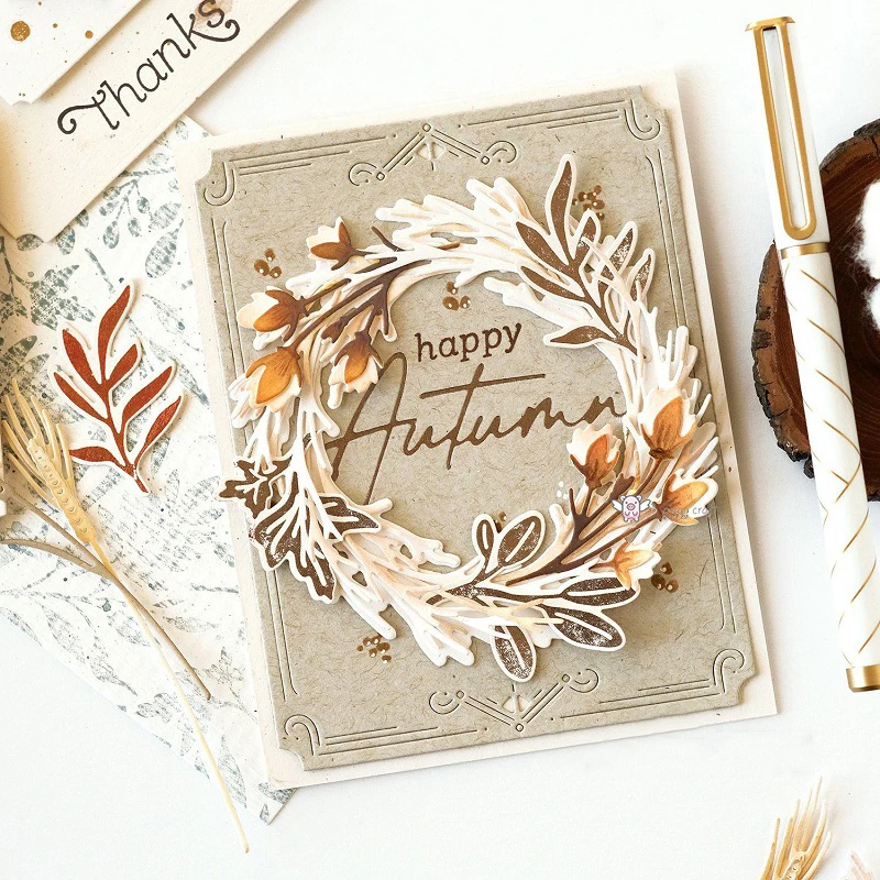 Mmao Handwerk Metall Stahl Schneiden Stirbt Rustikalen kranz curio herbst Schablone Für DIY Scrapbooking Papier/foto Karten Präge Stirbt – Detail 1