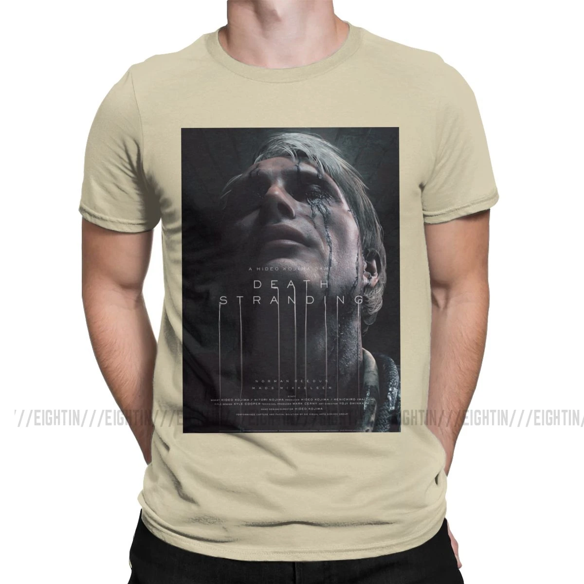 Мужская футболка «Death Stranding», Мадс Миккельсен, футболка, Кодзима, футболки Hideo Metal gear, Одноцветный редус Норман, игровой хлопковый топ с коротким рукавом - Цвет: Хаки