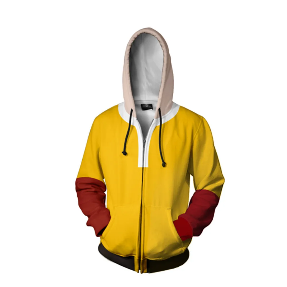 Аниме ONE PUNCH MAN кофты с капюшоном, посвященные Сайтаме Костюмы для косплея 3D принтом ONE PUNCH MAN толстовки Косплэй Повседневная куртка с капюшоном