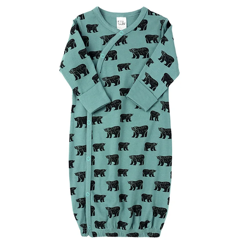 Bear Green Пижама для маленьких мальчиков и девочек, одежда для сна спальный мешок для малышей, весенне-летнее одеяло хлопковый Халат для детей от 6 до 18 месяцев - Цвет: Bear Green