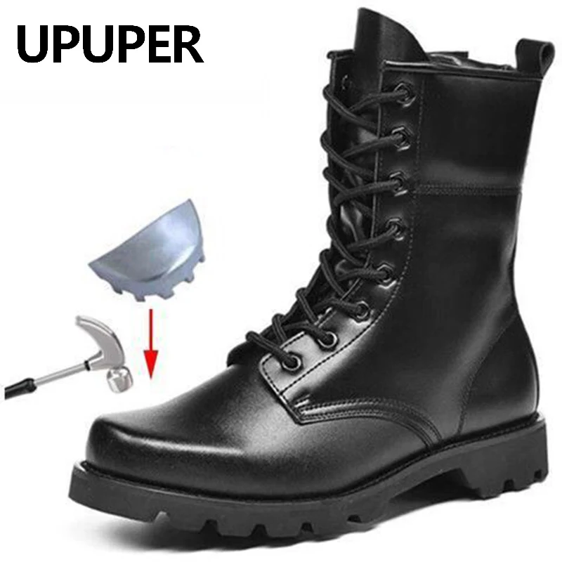 Günstig UPUPER Combat Männer Stiefel Winter Schuhe Männer Military Stiefel Wasserdicht Leder Armee Stiefel Männer Sicherheit Arbeit Schuhe Männer 2019