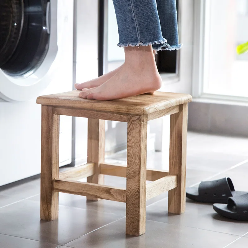 

Low Stool Household Modern Small Bench-Style Creative Stool Solid Wood Household Wood Footstool Small Square Printed Logo