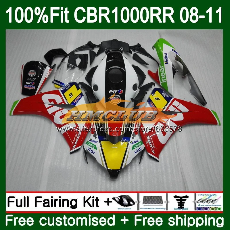 Литья под давлением для HONDA CBR1000 RR CBR 1000 RR 2008 2009 2010 2011 79CL. 32 CBR 1000RR CBR1000RR 08 09 10 11 OEM обтекатель, цвет красный, белый