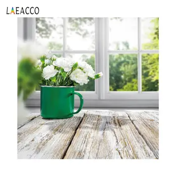 

Laeacco Windows Cup Wooden Board Interior Photography Backdrop Scenery Party Seamless Photographic Background For Photo Studio