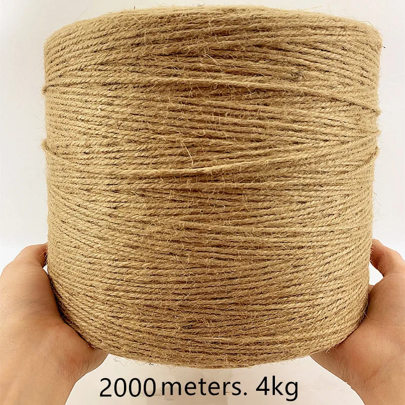 두꺼운 꼰 황마 로프, 대마 로프, 묶인 태그 장식, 황마 두께, 사진 벽 포장 코드, 수제 DIY, 3mm x 4kg