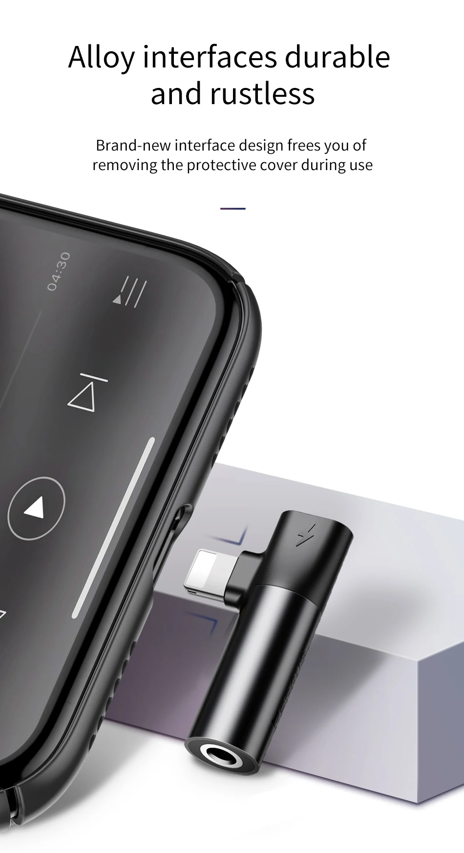 Baseus 2 в 1 для Apple Lightning до 3,5 мм адаптер для наушников аудио Зарядка конвертер для iPhone xs max xr 8 7 6s plus 11 5