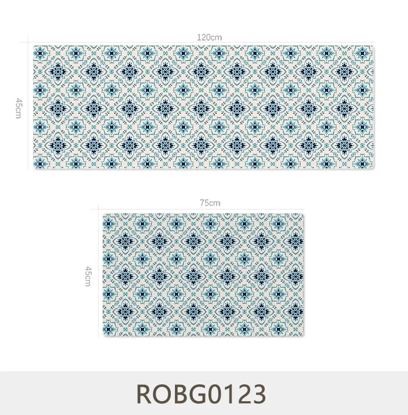ROBG0123 Household PVC leather floor mat marble grain kitchen strip waterproof and antiskid mat bathroom rug and mat set bathroom carpet - Цвет: ROBG0123