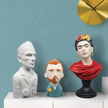 

Mordern Abstract Van Gogh Portraits European Bust Figurines Home Resin Statues Desktop Decoration Sculpture Sketch Gifts