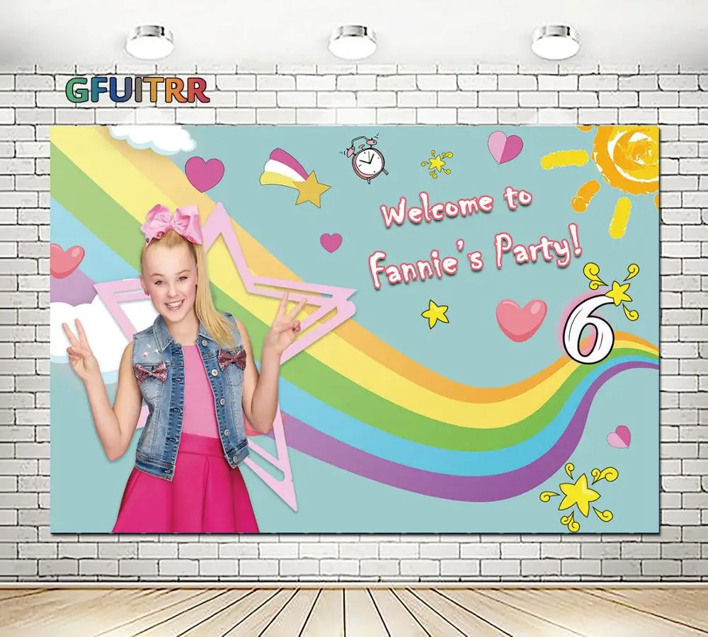 GFUITRR пользовательский JOJO Siwa украшение для дня рождения фото фон Радуга детский