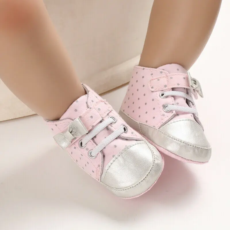  2020 Imcute Infant Newborn Baby Girls Polka Dots Heart Autumn Bowknot First Walkers Sneakers Shoes 