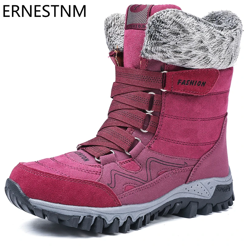 

ERNESTNM Women Snow Boots HOT Warm Short Fur Plush Winter Ankle Boot Platform Ladies Suede Elastic Shoes Female Zapatos De Mujer