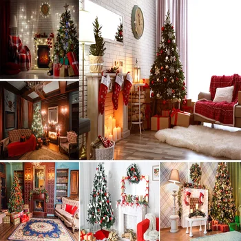 

Lyavshi Navidad Photography Background Indoor Socks Christmas Tree Fireplace Background Photography Props Studio Background