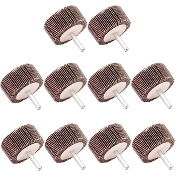 

10 Pack 2 x 1 x 1/4 inch Flap Wheels 80 Grit Aluminum Oxide Sanding Shank Mounted Flap Wheels For Grinding Tool