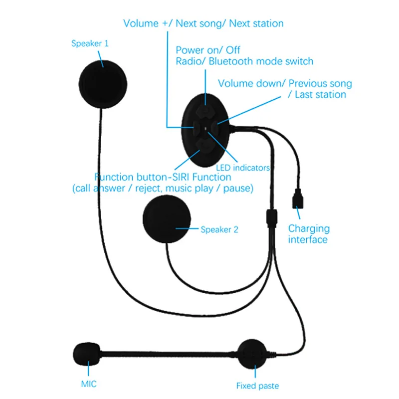 JaJaBor мотоциклетный шлем Bluetooth 5 0 гарнитура Handsfree Беспроводные наушники с