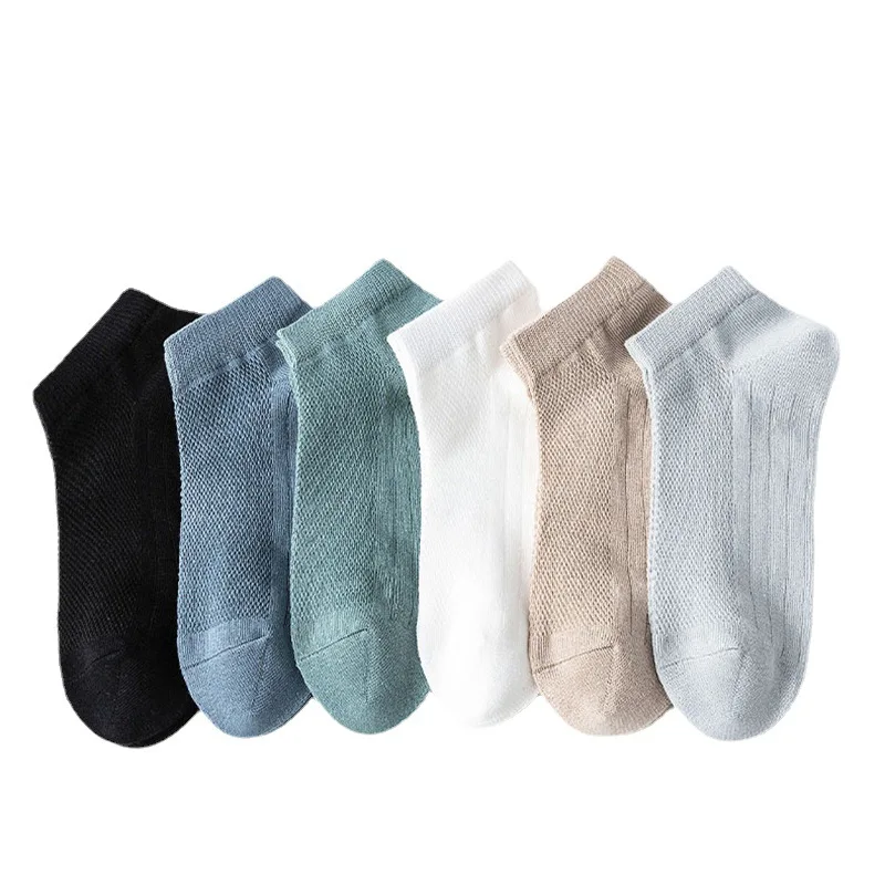 Neu 6 Paar/Set Herren Bootssocken Baumwolle Sommer Business Mesh Atmungsaktive Männer Socken Meias Große Größen EU38-45 Hohe Qualität – Detail 5