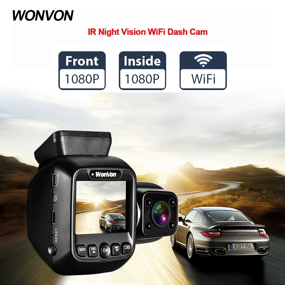  Wonvon M2 Dual Lens Car Dash Camera Mini DVRs HD 1080P 30FPS WiFi Car Dash Cam NT96660 Video Record