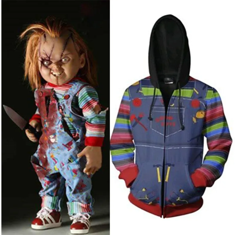 Детский костюм для косплея «Play Curse of Chucky»; толстовки с капюшоном; модные толстовки с капюшоном с героями мультфильмов; Весенняя Повседневная Верхняя одежда