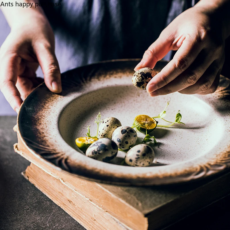 Суповая тарелка глубокая миска овощная широкая боковая керамическая круглая пластина в японском стиле ресторанное Блюдо Набор бытовых столовых приборов для отеля блюдо
