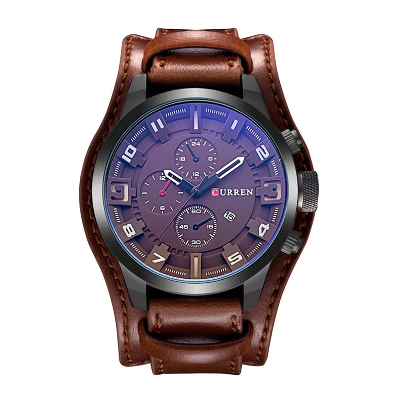 

Fashion Men Date Stainless Steel Leather Luxury Analog Quartz Sport Wrist Watch