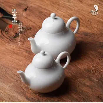

China Jingdezhen sweet white glaze pot white porcelain pear shaped teapot Chinese kung fu tea ceremony set ceramic teaware