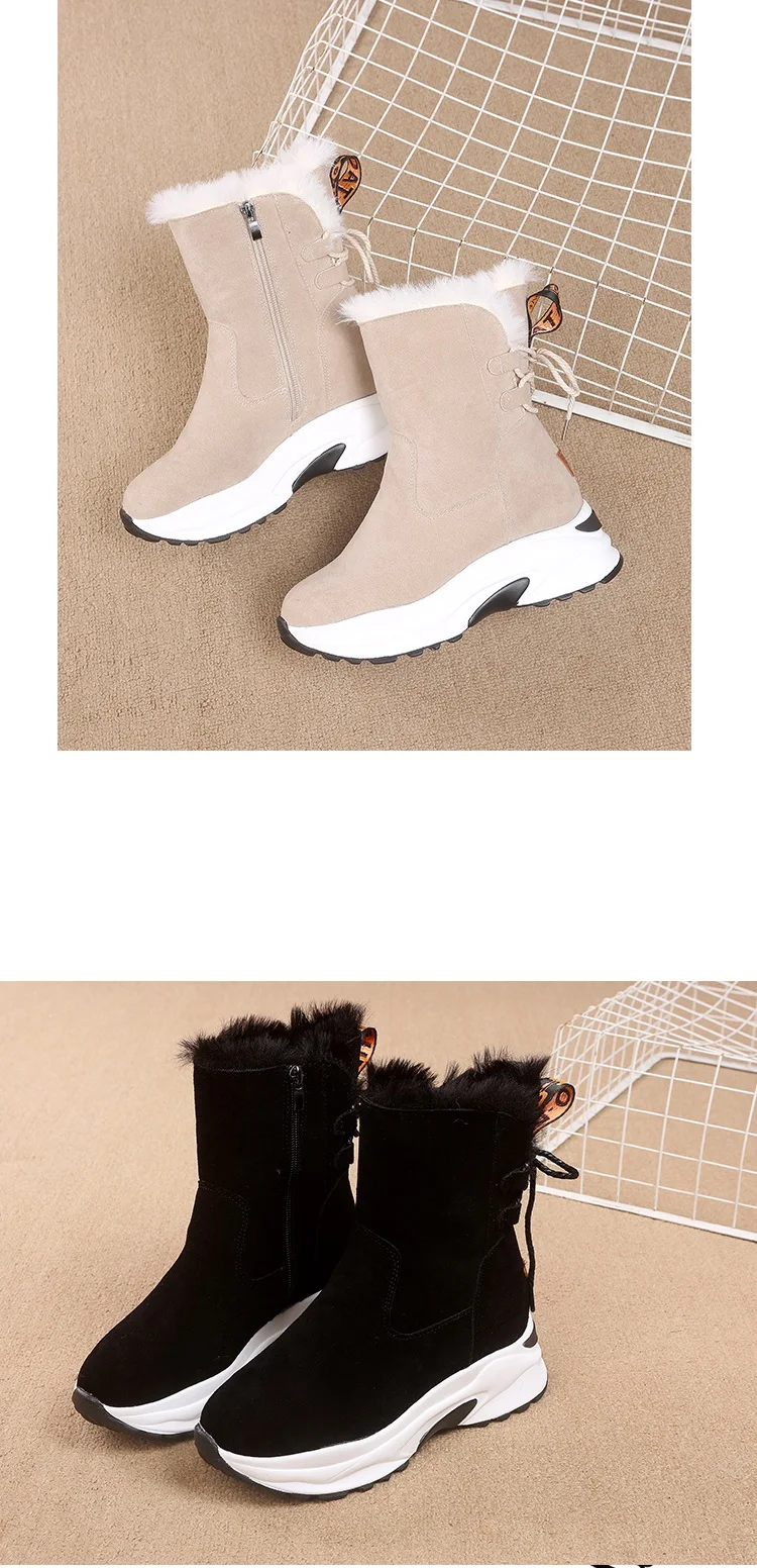 Модная зимняя обувь женские замшевые кожаные ботинки женские зимние ботинки на платформе теплая обувь на меху со шнуровкой на плоской подошве