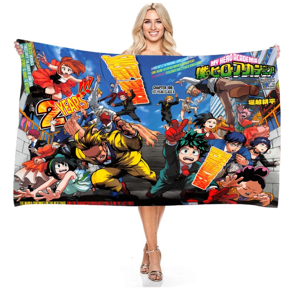 

Japan Anime My Hero Academia Beach Towel Adult Boy 3D Digital Printing Microfiber Rectangular Bath Towels Absorbent Sports Towel