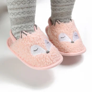 

Autumn Spring Baby Fur Slipper Cute Fox Baby boys girls shoes soft sole Infant indoor shoes for 0-18M