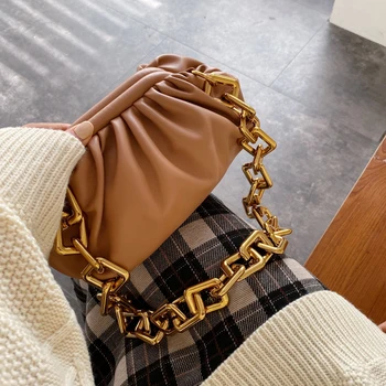 

2020 new women's messenger bag high quality leather female bag lady designer handbag retro metal chain shoulder messenger bag