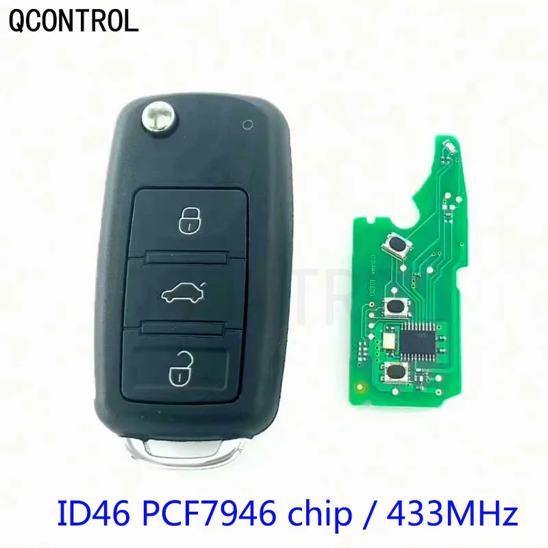 QCONTROL 3 кнопки дистанционного брелока 433 МГц для VW для Volkswagen Phaeton touareg2002-2010 с чипом PCF7946