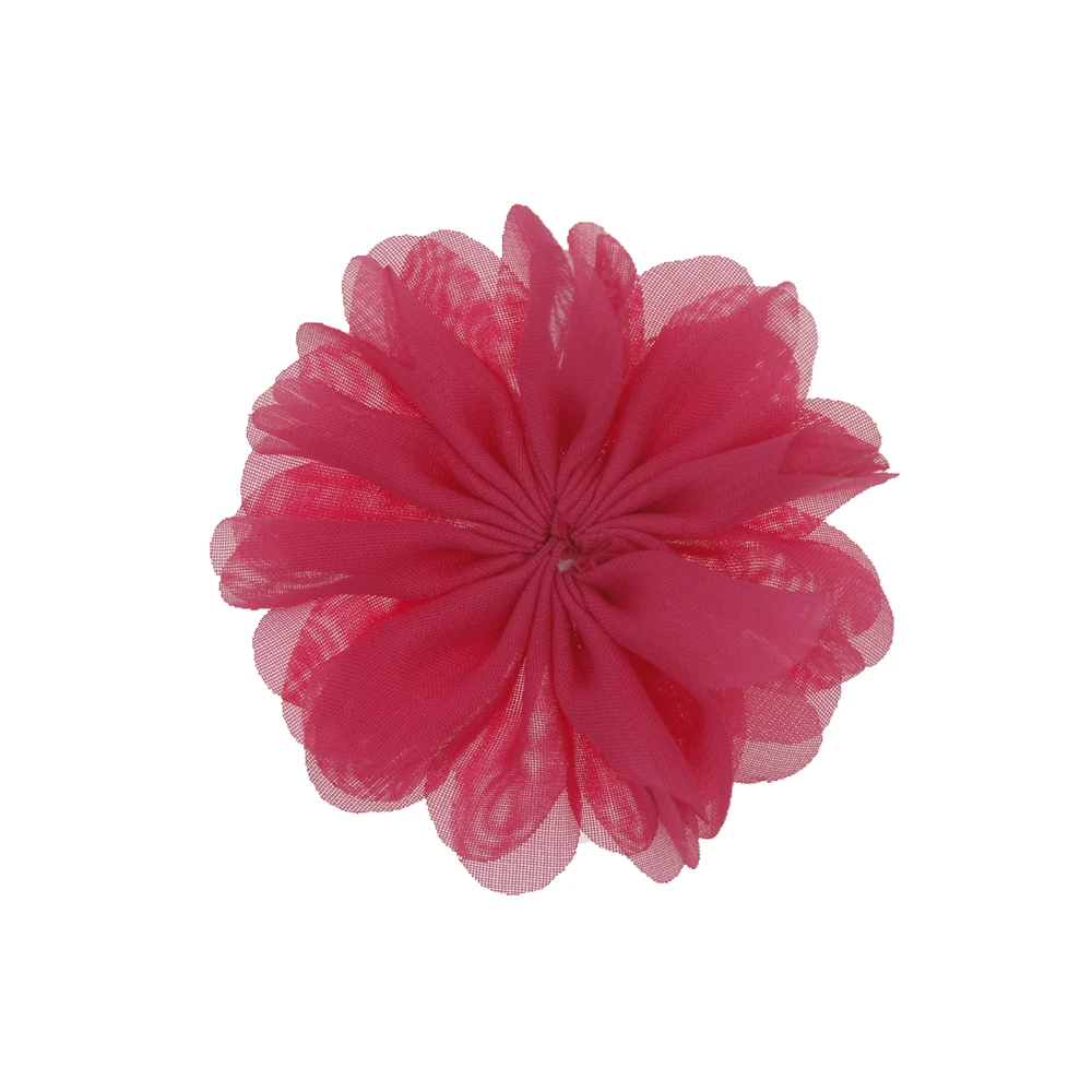 hot pink Мини 2,8 ''самодельные Цветы Дети Бутик шифон цветок без зажимов Рождественский аксессуар Свадебные аксессуары для волос для девочек 15 шт./партия - Цвет: hot pink