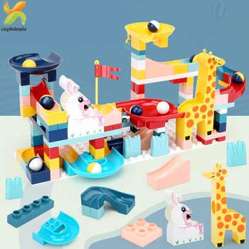 

152CS Marble Race Run Maze Balls Building Blocks Duploed Slide Funnel Big Large Size Baseplate Bricks Children kids DIY Toys