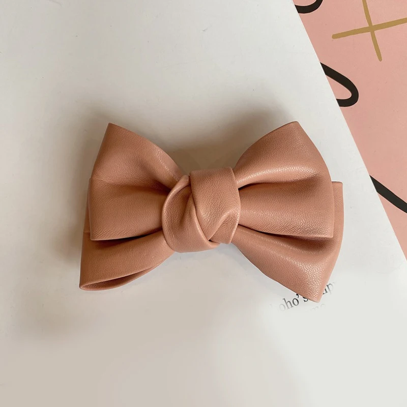 Black Red PU Leather Hair Bows Clips Vintage Bowknot Hairpin Girls Barrettes Girls Hair Accessories Women Hair Clips Hairgrips hair clips for women Hair Accessories