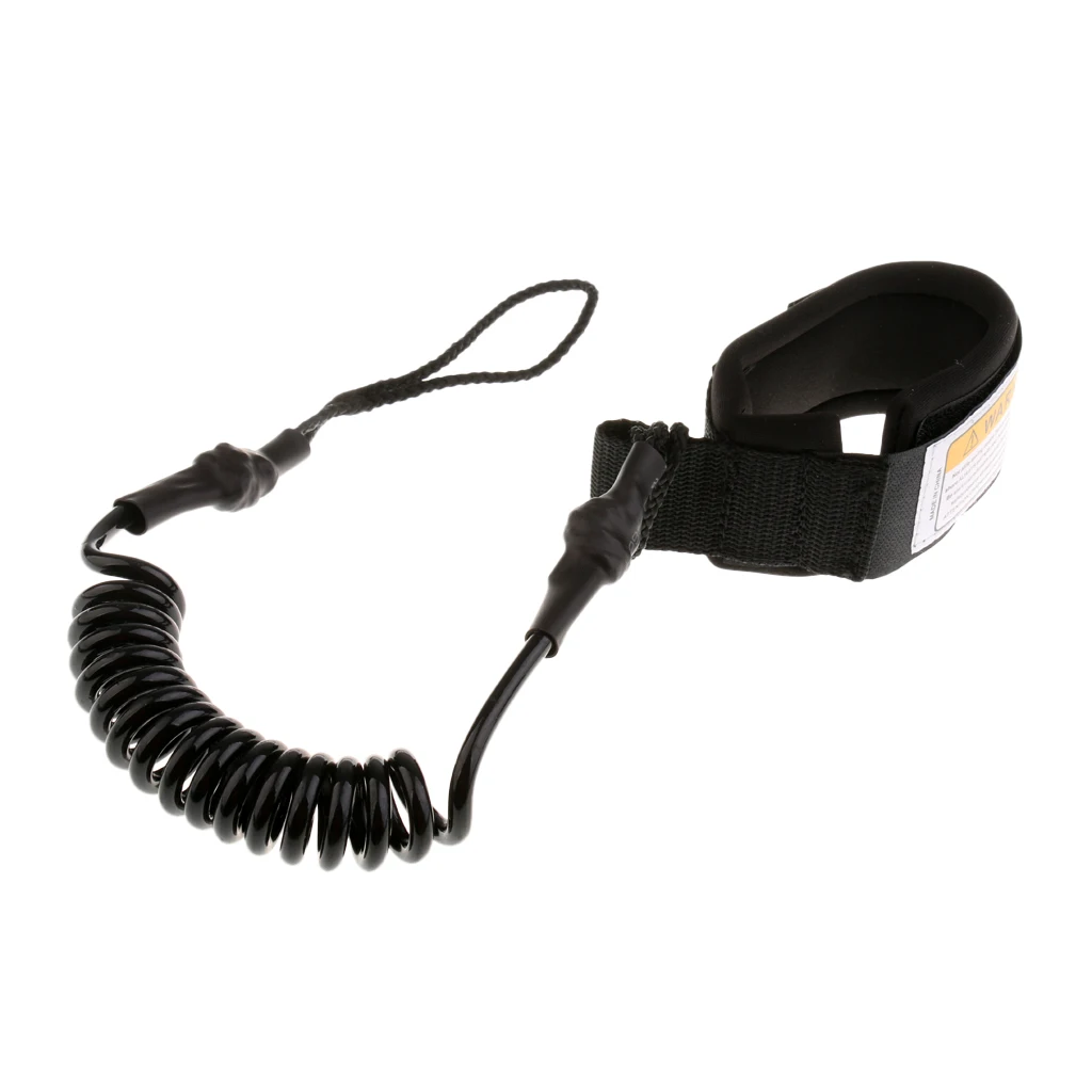 Surfboard Longboard Leash 5' Coiled Stand-Up Paddle Board Leash SUP - Black