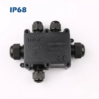 

IP68 Black Waterproof Plastic Outdoor Cable Wire Connector Gland Electrical 5-Cable Junction Box with Terminal PC