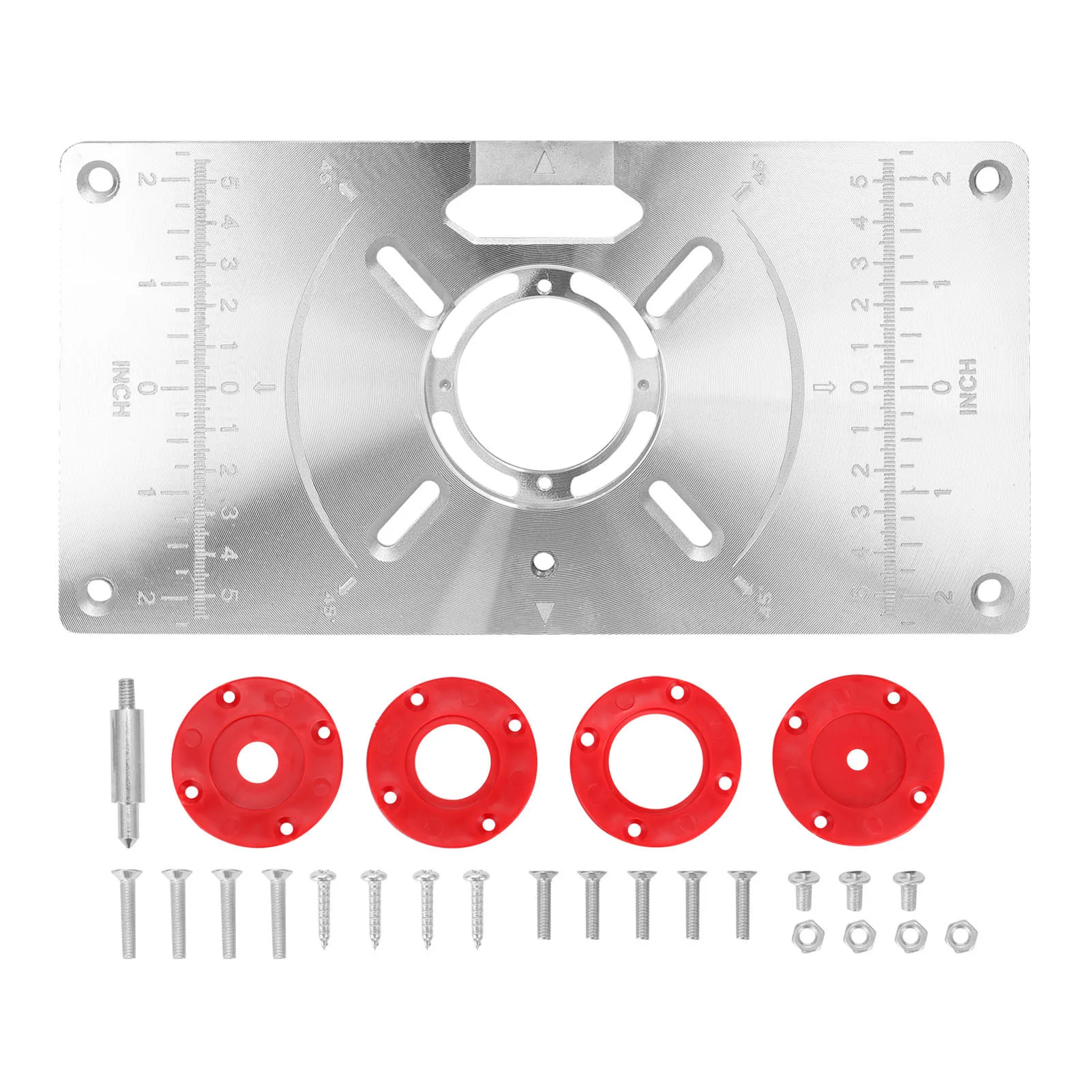 Router Table Insert Plate Aluminum Trimming Machine Engraving Flip Board with 4 Rings for Woodworking wood router table