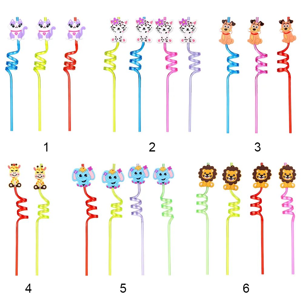 1 шт. многоразовые Красочные пластиковые соломинки Мультяшные животные пончики