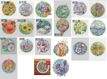 

Color Round color fabric choose Cross Stitch Kit Package Flowers Needlework Counted Cross-Stitching Kits Counted Cross stich