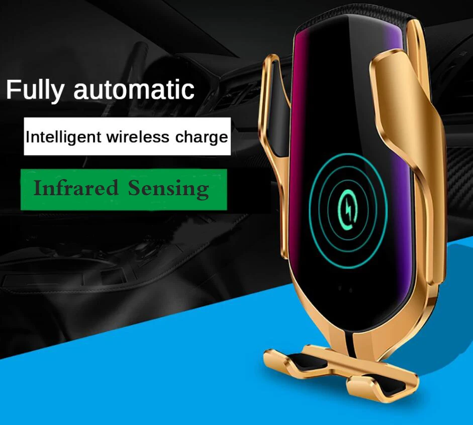 R1 Automatic Clamp Car Wireless Charger 10W Quick Charger Mount for iPhone Sumsung Huawei Qi Infrared 4