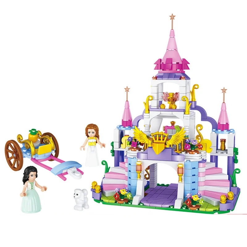 

Princess Castle Building Blocks Bricks with Figures Girls Toys Model for Children Kids Gift Anna Elsa Princess Figures