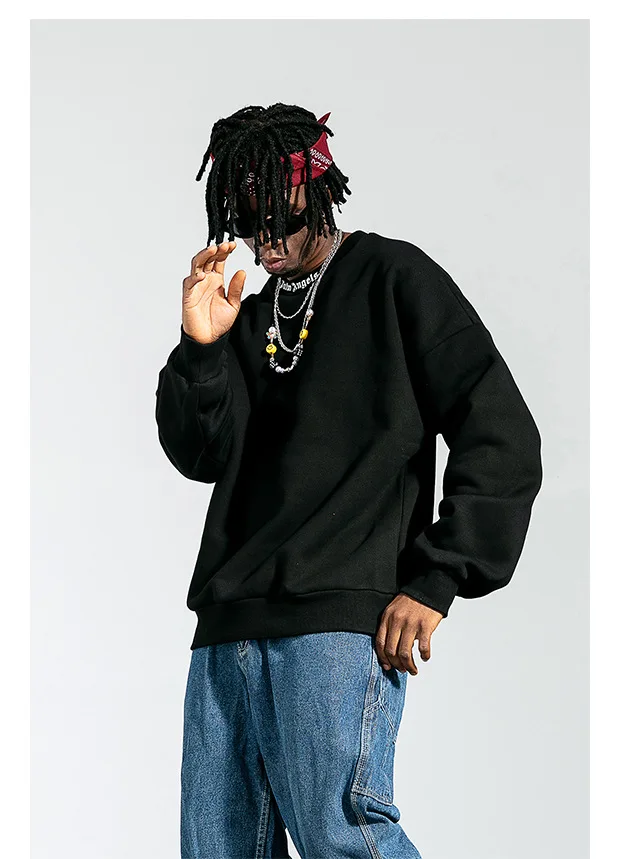 

Europe And America Popular Brand Palm Palm Angel Angels Hoodless Sweater plus Velvet Unisex Fashion Loose-Fit Crew Neck Printed