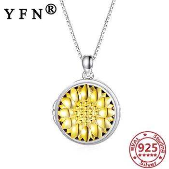 

YFN 925 Sterling Silver Sunflower Photo Necklace 925 Silver Woman Pendant Necklaces Women's Jewelry Graduation Gifts Mom's Gifts