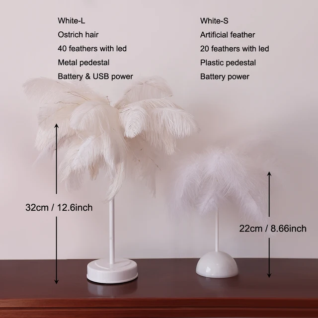 Lampe LED féerique en plumes avec télécommande, luminaire décoratif d'intérieur – Image 4