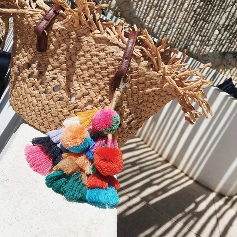 Красочные Boho Pom Кисточки Из ПФЛ сумка Шарм брелок(стиль
