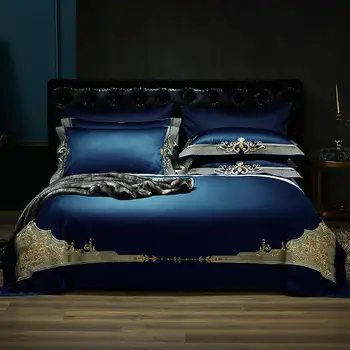 

New 1000TC Egyptian Cotton Royal Luxury Bedding Set Embroidery Duvet Cover Flat Sheet Parrure De Lit