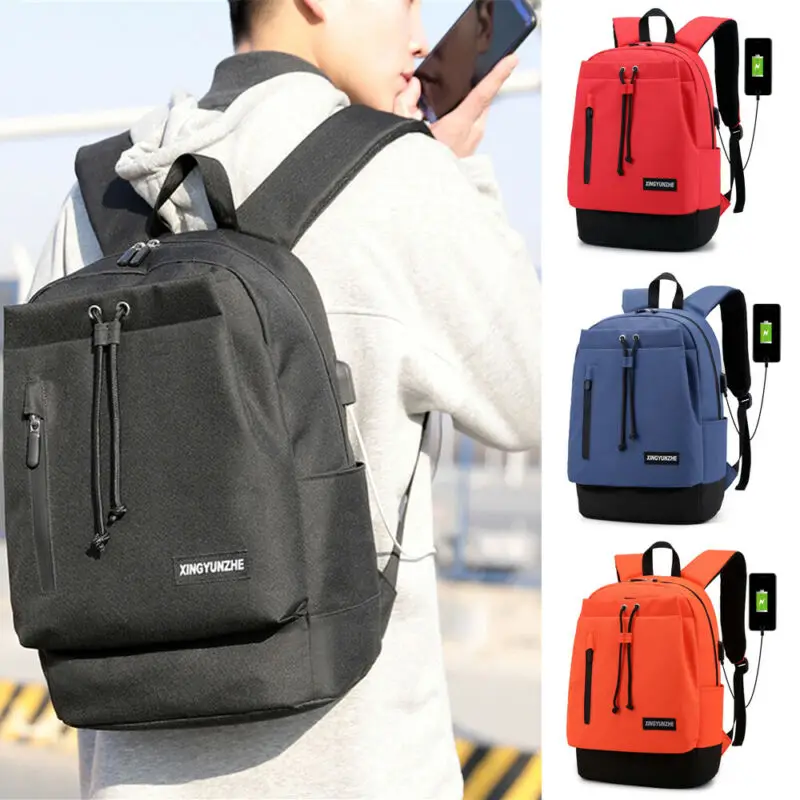 Рюкзак мужской из ткани Оксфорд с защитой от кражи USB-портом для зарядки и замком |