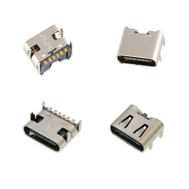 20Pcs/LOT Micro USB TYPE-C 6Pin Female Socket Connector Foot For