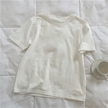 

Korean Fashion Style Summer White T Shirts Women Vintage Casual 90s Cotton Tees Lady Basic Tshirt Short Sleeve Female Tops 2020
