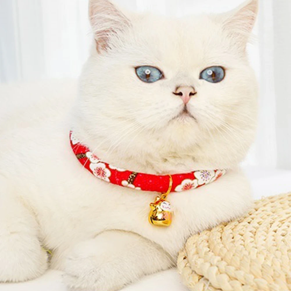 Love Pet Dog Puppy Kitten Adjustable Flower Print Bell Collar Soft Durable Necklace Neck Strap Pet Supplies