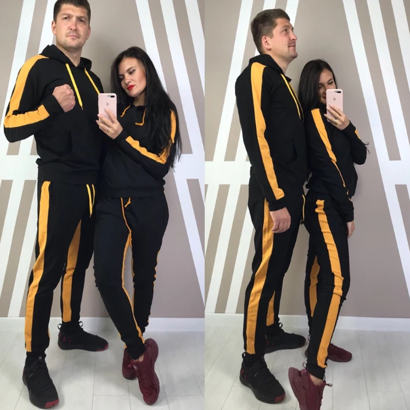 

Couple Casual Tracksuit Hoodies+Pants Set Large Size Sports Suit Fashion Casual Pullovers Sportswear Women and Men's Suits